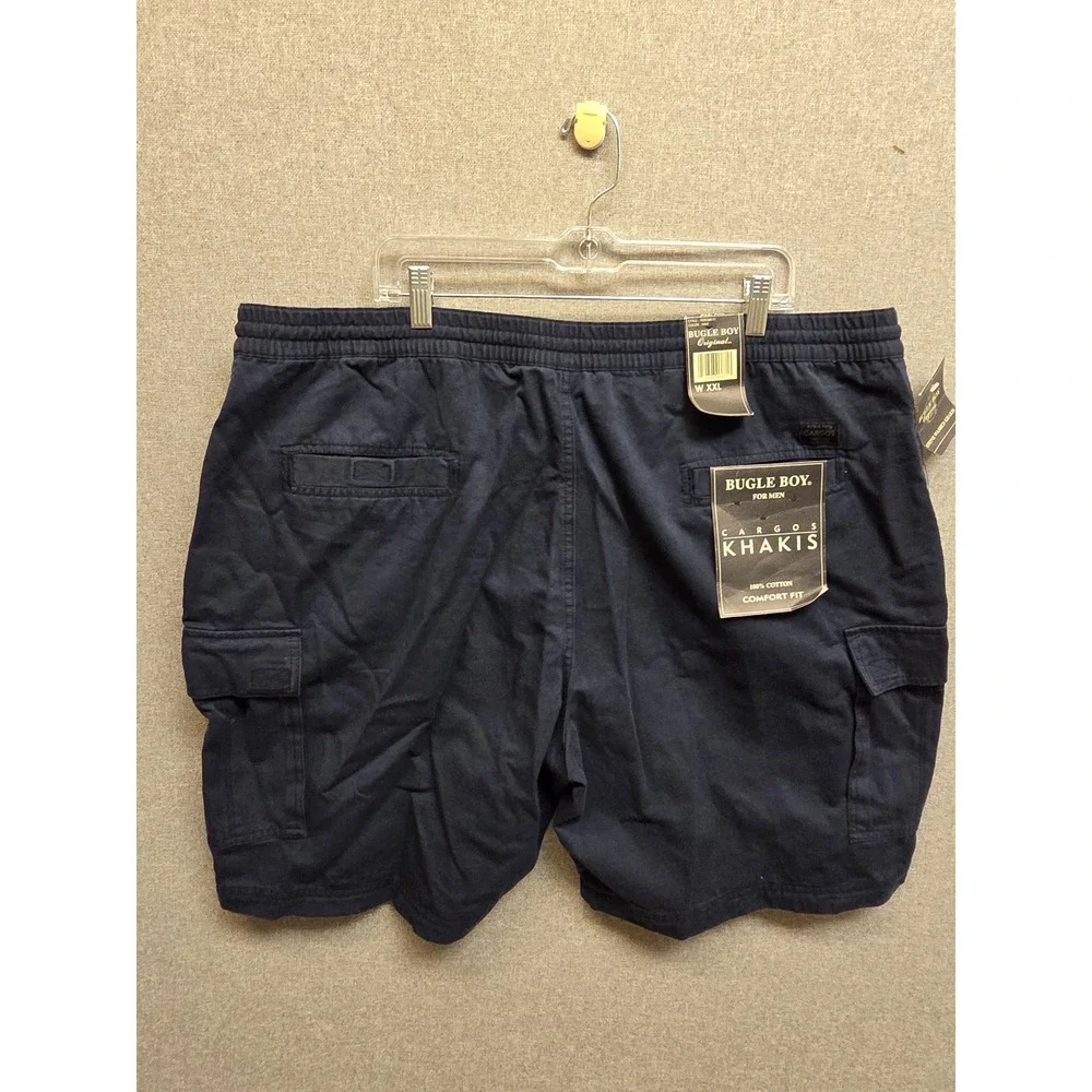 Bugle Boy Mens Cargo Shorts XXL Navy Blue Cotton Elastic Waist 908QK141 NWT